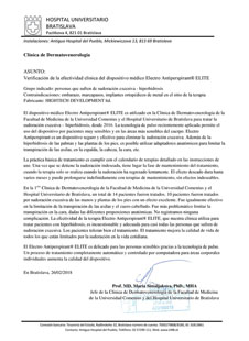 Verificación de la efectividad clínica del dispositivo médico Electro Antiperspirant ELITE