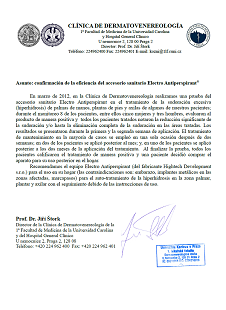 Confirmación de la eficiencia del accesorio sanitario Electro Antiperspirant