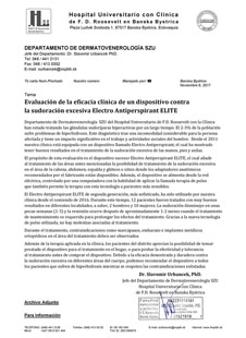 Evaluación de la eficacia clínica de un dispositivo contra la sudoración excesiva Electro Antiperspirant ELITE