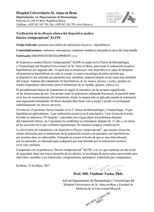 Verificación de la eficacia clínica del dispositivo medico Electro Antiperspirant® ELITE
